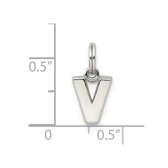 Necklaces TreasureFineJewelers Sterling Silver Letter V Initial Charm