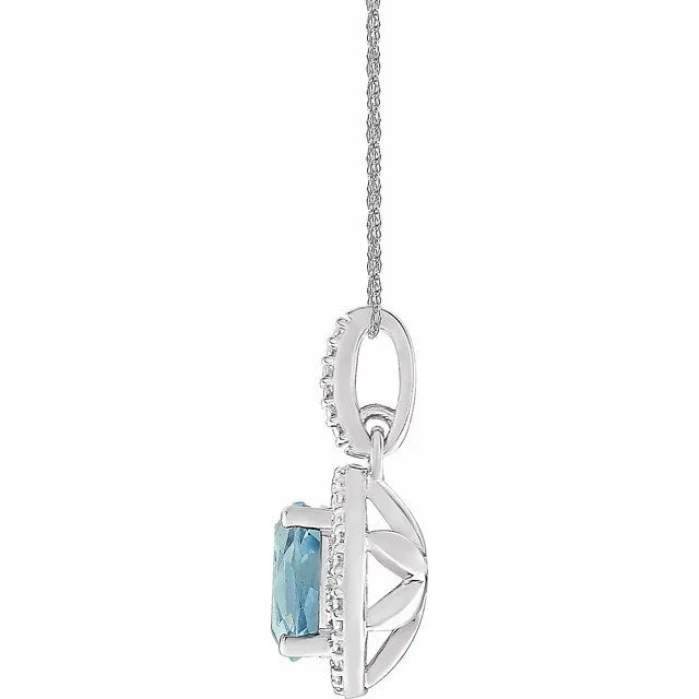 Necklaces TreasureFineJewelers Sterling Silver Natural Sky Blue Topaz 01 CTW Natural Diamond 18 Necklace