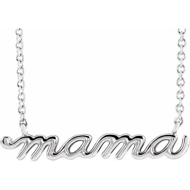 Necklaces TreasureFineJewelers Sterling Silver Petite Mama Script 16 Necklace Necklaces TreasureFineJewelers Sterling Silver Petite Mama Script 16 Necklace