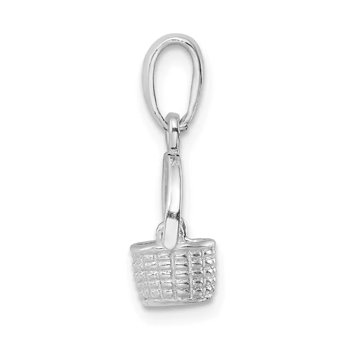 Necklaces TreasureFineJewelers Sterling Silver Polish 3D Basket wMoving Handle Pendant