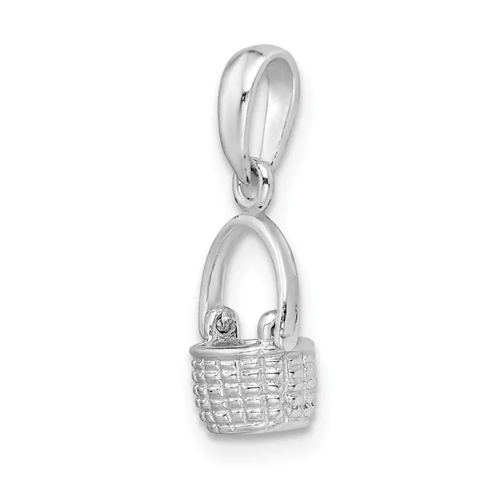 Necklaces TreasureFineJewelers Sterling Silver Polish 3D Basket wMoving Handle Pendant