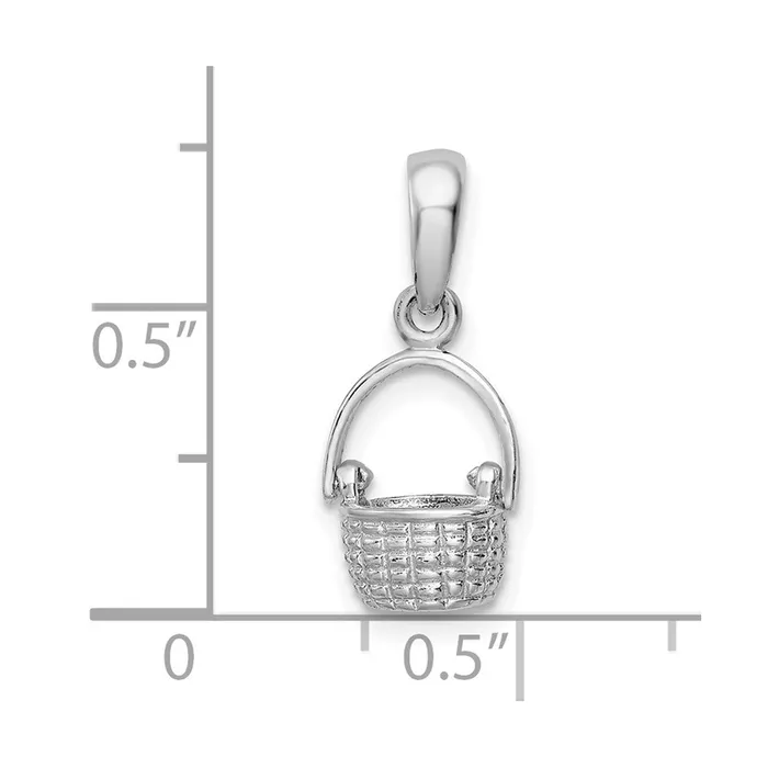 Necklaces TreasureFineJewelers Sterling Silver Polish 3D Basket wMoving Handle Pendant