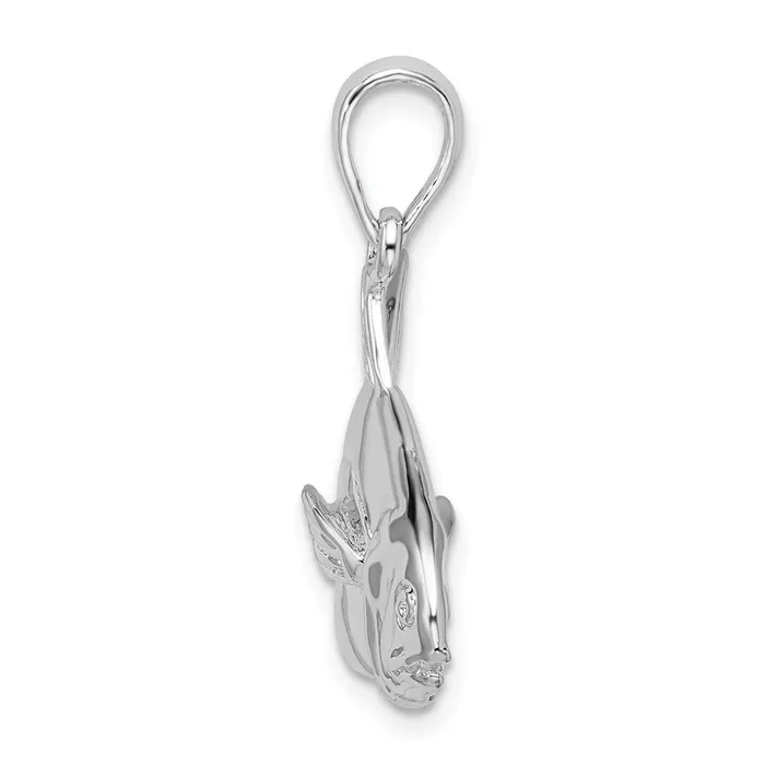 Necklaces TreasureFineJewelers Sterling Silver Polished 3D Pompano Fish Pendant