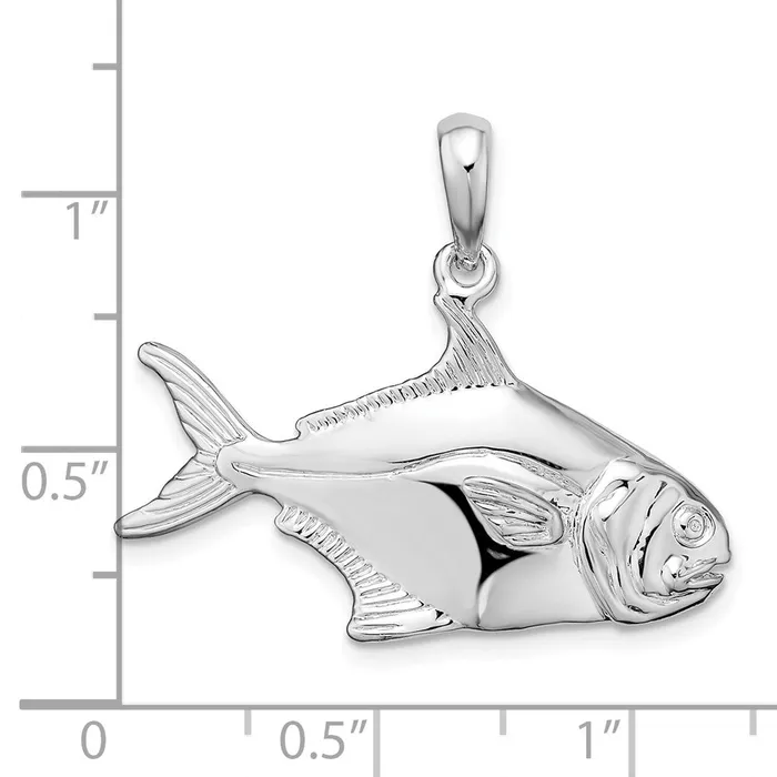 Necklaces TreasureFineJewelers Sterling Silver Polished 3D Pompano Fish Pendant