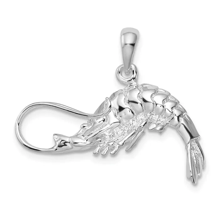 Necklaces TreasureFineJewelers Sterling Silver Polished 3D Shrimp Pendant Necklaces TreasureFineJewelers Sterling Silver Polished 3D Shrimp Pendant