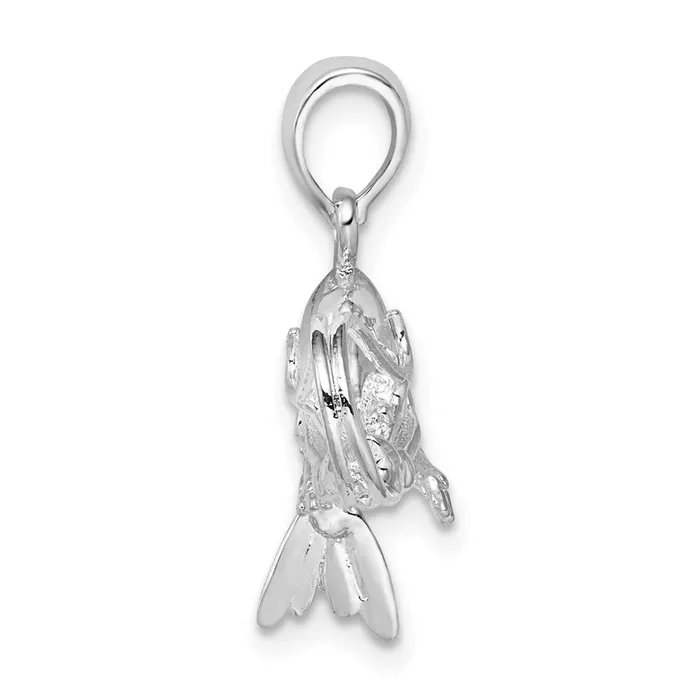 Necklaces TreasureFineJewelers Sterling Silver Polished 3D Shrimp Pendant