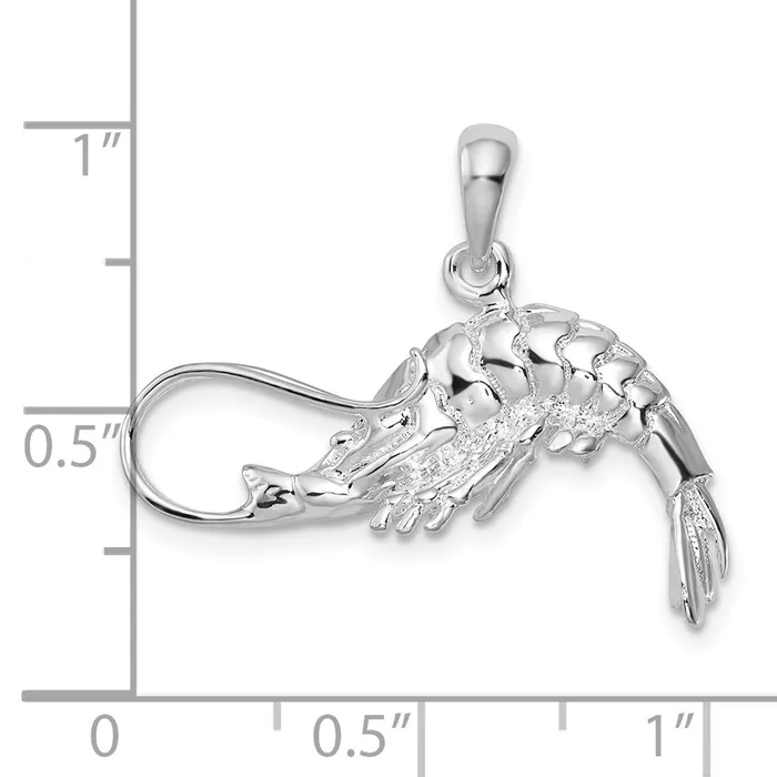 Necklaces TreasureFineJewelers Sterling Silver Polished 3D Shrimp Pendant