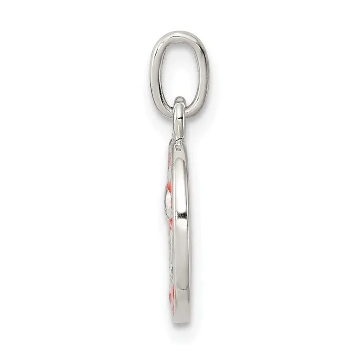 Necklaces TreasureFineJewelers Sterling Silver Polished Enamel Pumpkin Pendant