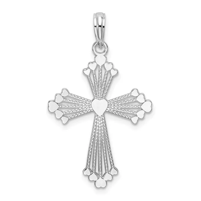 Necklaces TreasureFineJewelers Sterling Silver Polished Heart Cross Pendant Necklaces TreasureFineJewelers Sterling Silver Polished Heart Cross Pendant