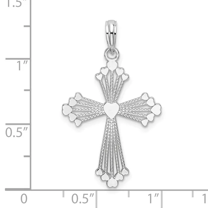 Necklaces TreasureFineJewelers Sterling Silver Polished Heart Cross Pendant