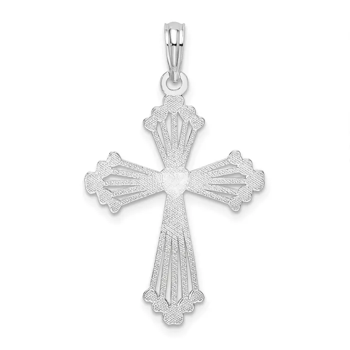 Necklaces TreasureFineJewelers Sterling Silver Polished Heart Cross Pendant