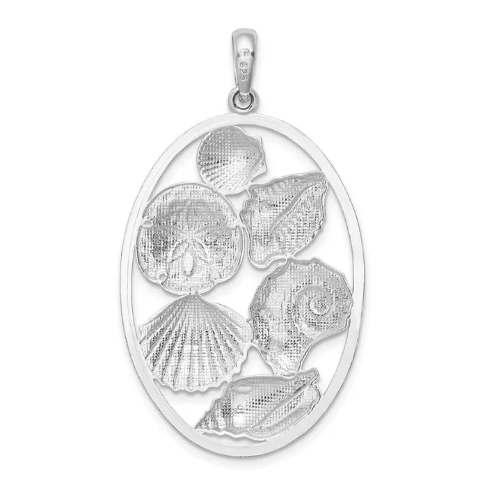 Necklaces TreasureFineJewelers Sterling Silver Polished Shells Oval Pendant