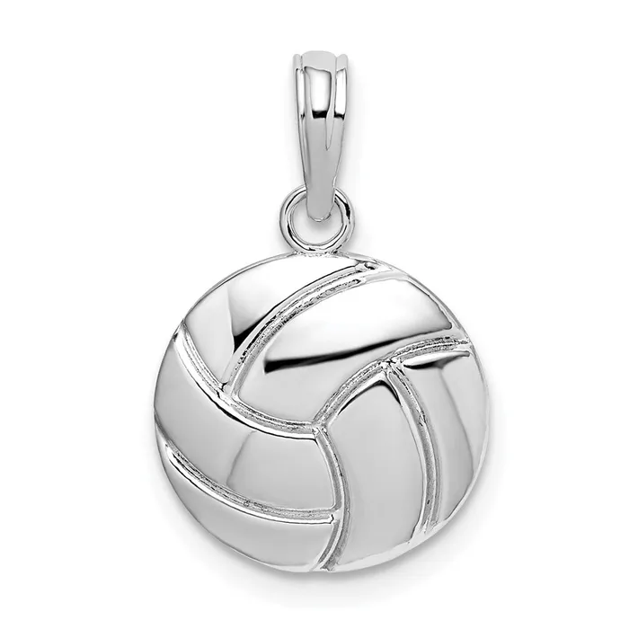Necklaces TreasureFineJewelers Sterling Silver Polished Volleyball Pendant Necklaces TreasureFineJewelers Sterling Silver Polished Volleyball Pendant
