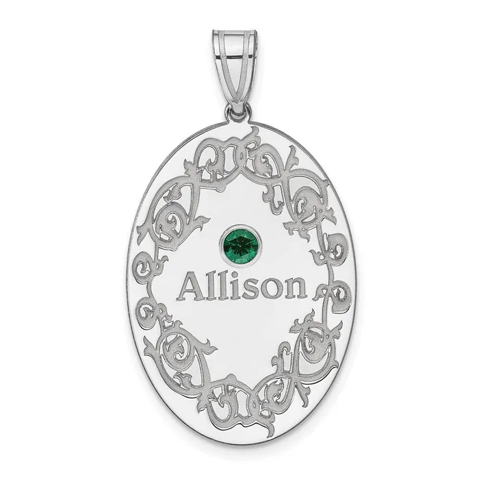 Necklaces TreasureFineJewelers Sterling Silver Rhodiumplated Crystal Family Pendant