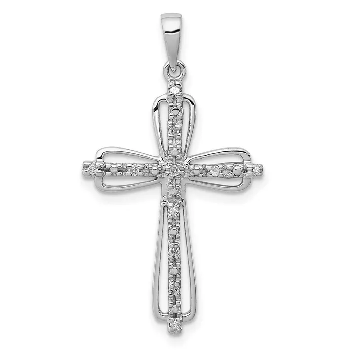 Necklaces TreasureFineJewelers Sterling Silver Rhodium Plated Diamond Cross Pendant Necklaces TreasureFineJewelers Sterling Silver Rhodium Plated Diamond Cross Pendant