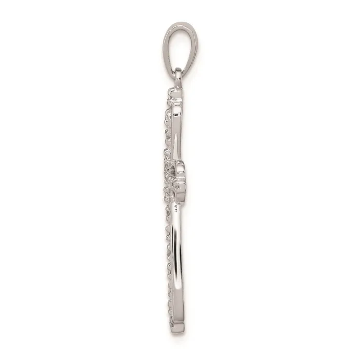 Necklaces TreasureFineJewelers Sterling Silver Rhodium Plated Diamond Cross Pendant