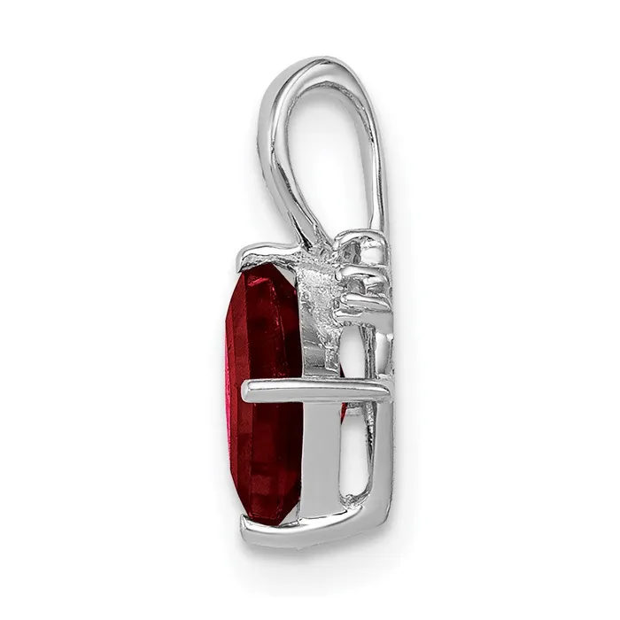 Necklaces TreasureFineJewelers Sterling Silver Rhodium Plated Diamond Garnet Square Pendant