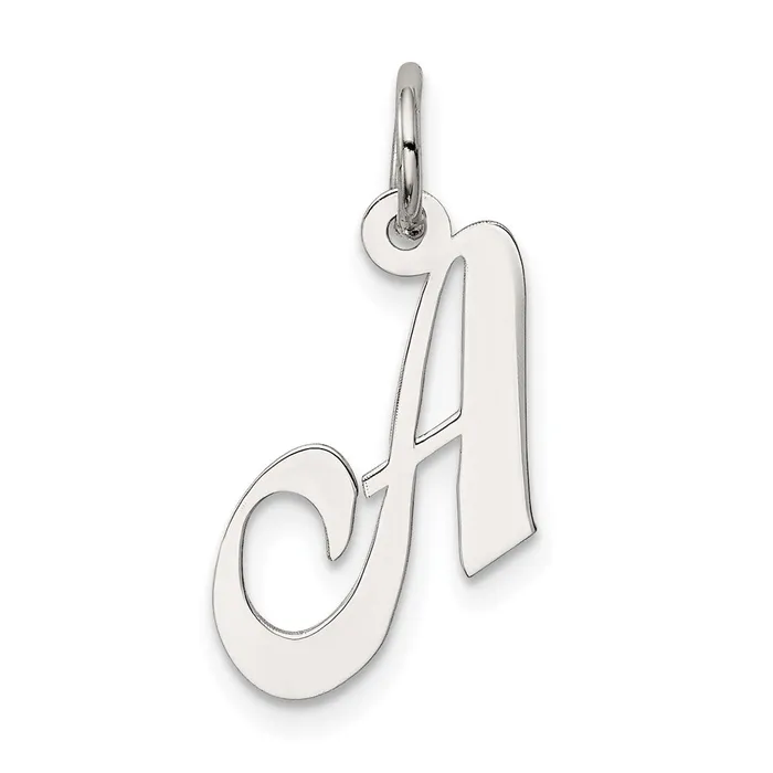Necklaces TreasureFineJewelers Sterling Silver Rhodiumplated Fancy Script Letter A Initial Charm Necklaces TreasureFineJewelers Sterling Silver Rhodiumplated Fancy Script Letter A Initial Charm