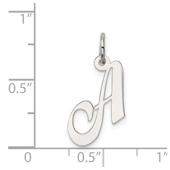 Necklaces TreasureFineJewelers Sterling Silver Rhodiumplated Fancy Script Letter A Initial Charm