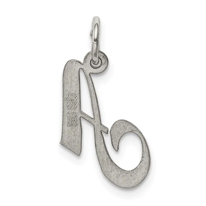 Necklaces TreasureFineJewelers Sterling Silver Rhodiumplated Fancy Script Letter A Initial Charm