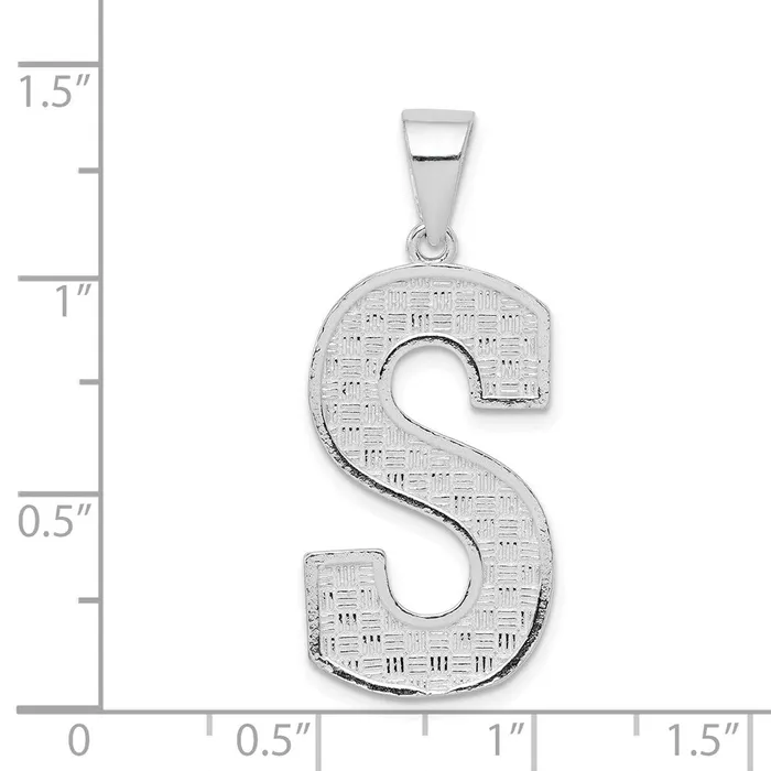 Necklaces TreasureFineJewelers Sterling Silver Rhodiumplated Letter S Initial Pendant