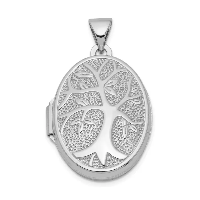 Necklaces TreasureFineJewelers Sterling Silver Rhodiumplated Oval Tree Locket Necklaces TreasureFineJewelers Sterling Silver Rhodiumplated Oval Tree Locket