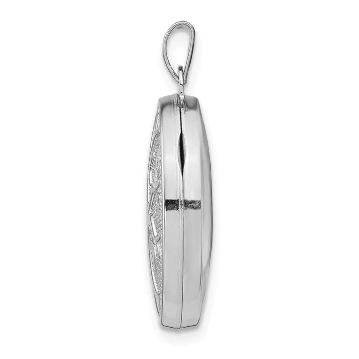 Necklaces TreasureFineJewelers Sterling Silver Rhodiumplated Oval Tree Locket