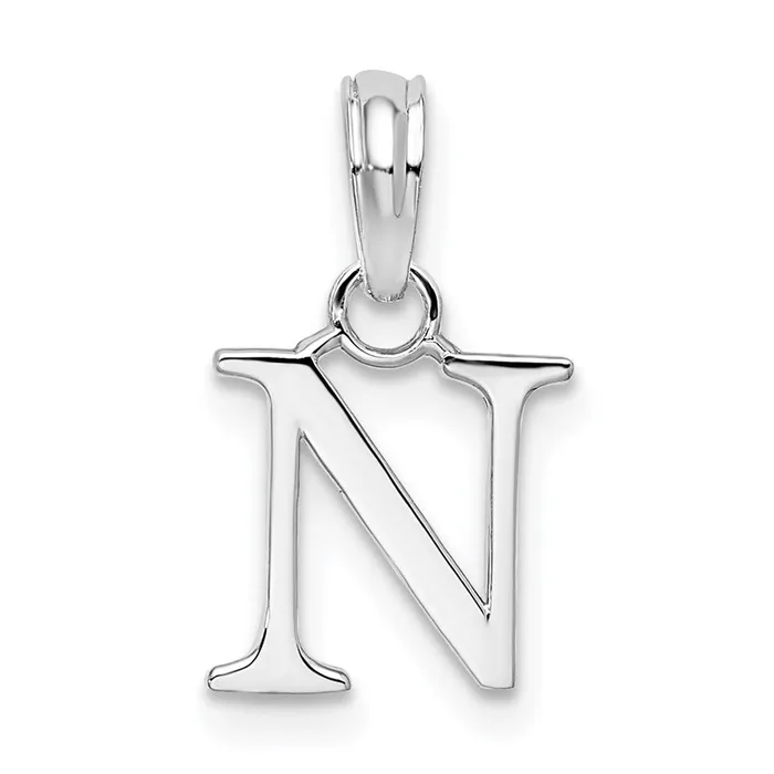 Necklaces TreasureFineJewelers Sterling Silver Rhodiumplated Polished Block Initial N Pendant Necklaces TreasureFineJewelers Sterling Silver Rhodiumplated Polished Block Initial N Pendant