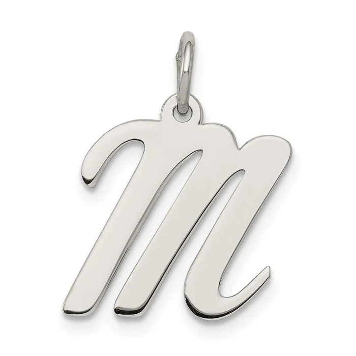 Necklaces TreasureFineJewelers Sterling Silver Rhodiumplated Script Letter M Initial Charm Necklaces TreasureFineJewelers Sterling Silver Rhodiumplated Script Letter M Initial Charm