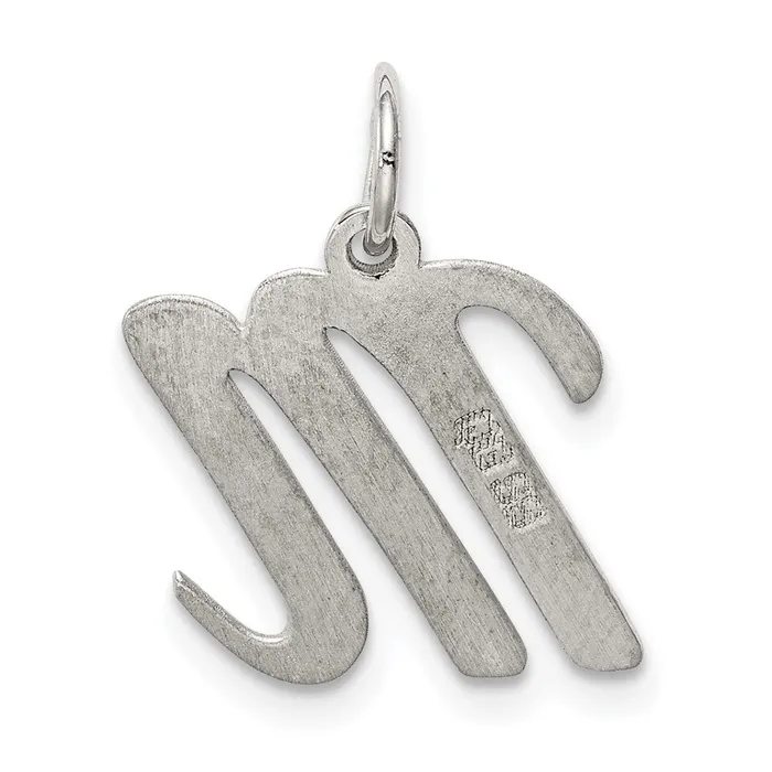 Necklaces TreasureFineJewelers Sterling Silver Rhodiumplated Script Letter M Initial Charm
