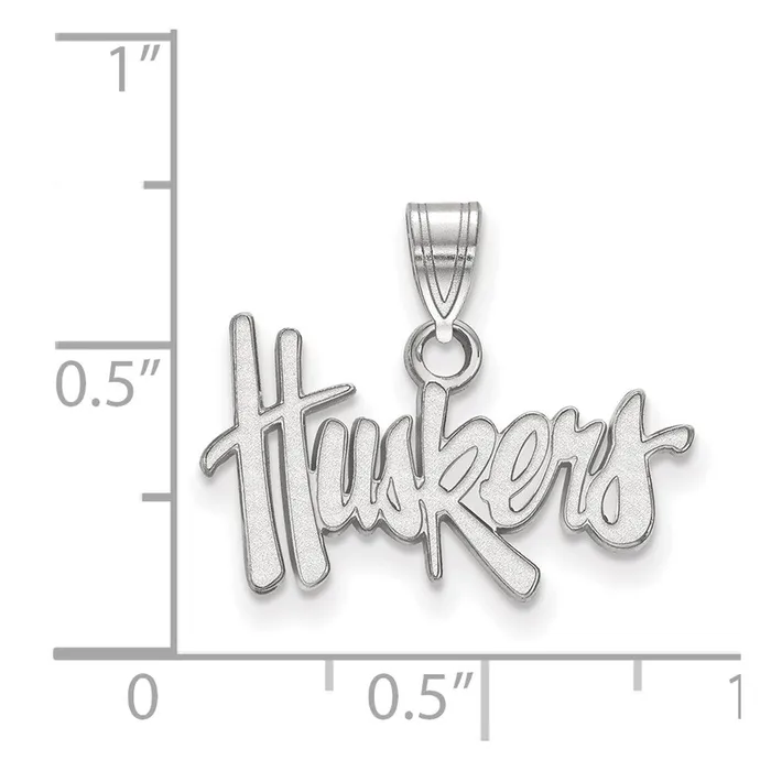 Necklaces TreasureFineJewelers Sterling Silver Rhodiumplated University of Nebraska Huskers Small Pendant