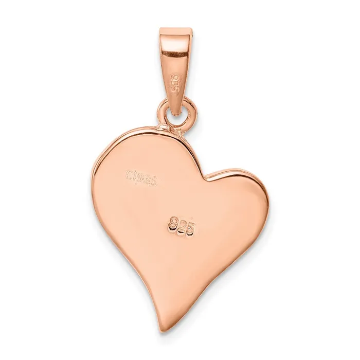 Necklaces TreasureFineJewelers Sterling Silver Rosetone Created Pink Opal Inlay Heart Pendant