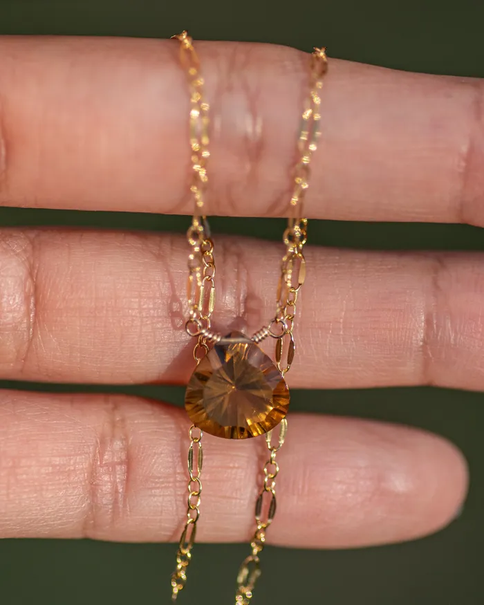 Necklaces Whiskey Quartz Minimalist Gemstone Necklace Vida Jewelry Designs