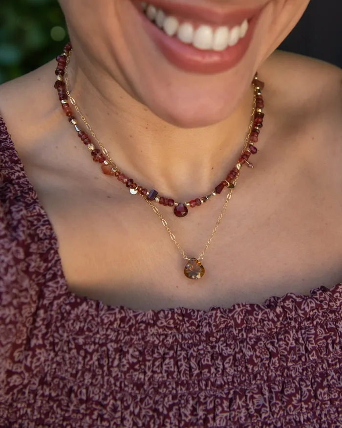 Necklaces Whiskey Quartz Minimalist Gemstone Necklace Vida Jewelry Designs