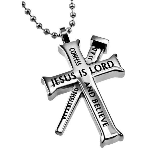 North Arrow Shop Necklaces ROMANS 109 Cross and Nail Necklace with Bible Verse Stainless Steel
