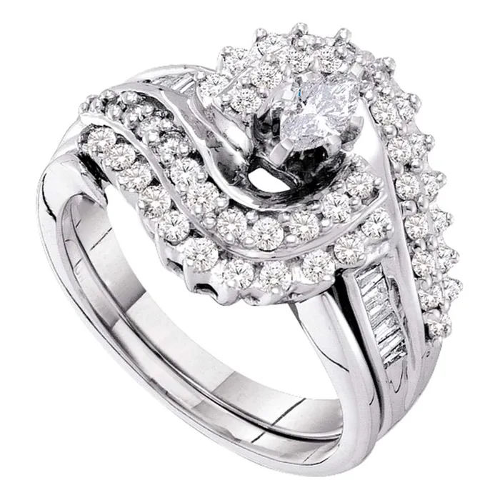 North Arrow Shop Rings 14kt white gold womens marquise diamond bridal wedding engagement ring band set 1 120 cttw52349 North Arrow Shop Rings 14kt white gold womens marquise diamond bridal wedding engagement ring band set 1 120 cttw52349