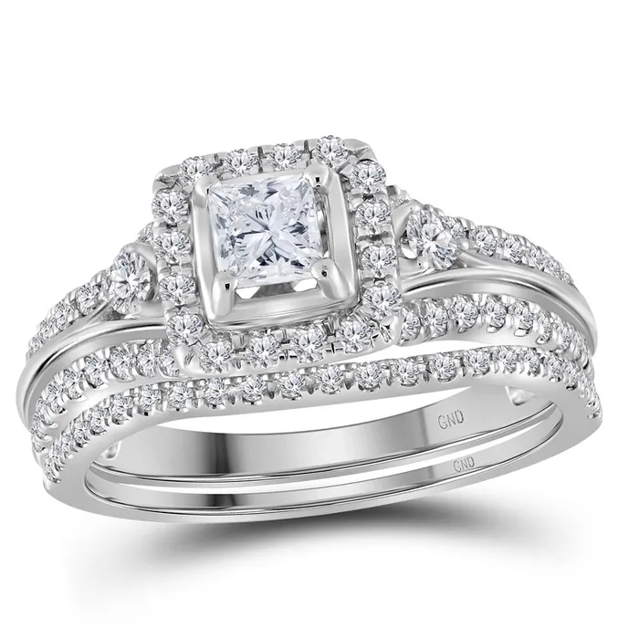 North Arrow Shop Rings 14kt white gold womens princess diamond bridal wedding engagement ring band set 78 cttw110619 North Arrow Shop Rings 14kt white gold womens princess diamond bridal wedding engagement ring band set 78 cttw110619