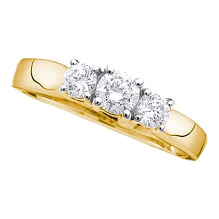 North Arrow Shop Rings 14kt yellow gold womens round diamond 3 stone bridal wedding engagement ring 100 cttw11497 North Arrow Shop Rings 14kt yellow gold womens round diamond 3 stone bridal wedding engagement ring 100 cttw11497