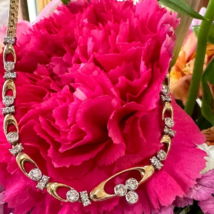 ONeills Estate Jewelry Necklaces 14 Karat White Yellow Gold Diamond Necklace 16500117