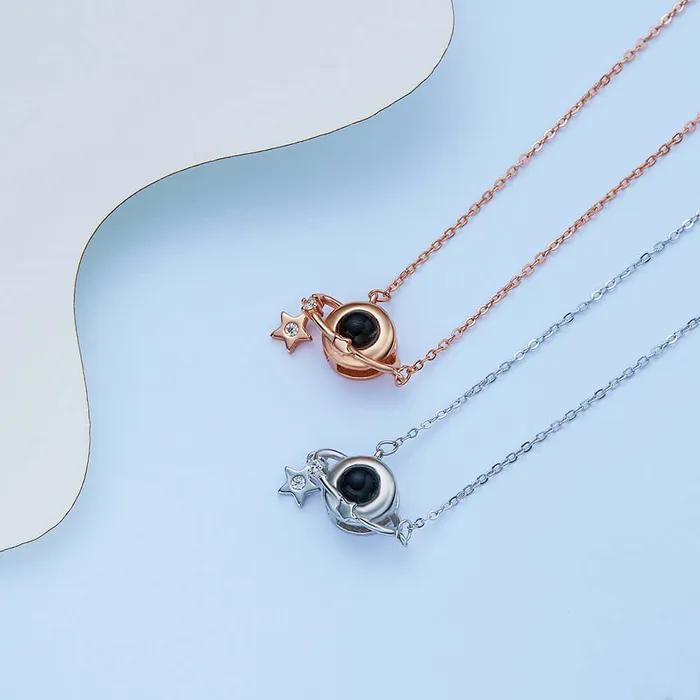 Personalized Planet Star Projection Necklace with Picture inside Trendolla Jewelry Necklaces