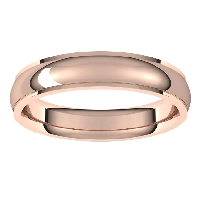 Rings 14K Rose Gold 4 mm Half Round Edge Comfort Fit Wedding Band TreasureFineJewelers