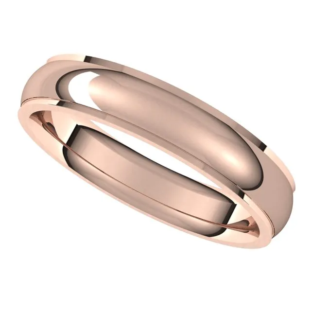 Rings 14K Rose Gold 4 mm Half Round Edge Comfort Fit Wedding Band TreasureFineJewelers