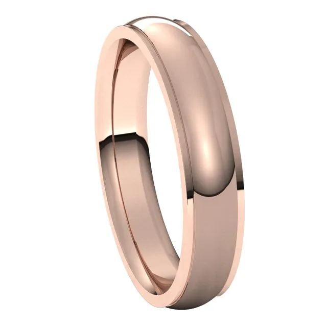 Rings 14K Rose Gold 4 mm Half Round Edge Comfort Fit Wedding Band TreasureFineJewelers