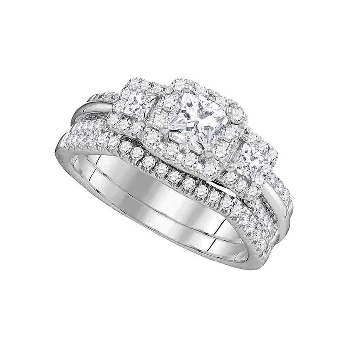 Rings North Arrow Shop 14kt white gold womens princess diamond bridal wedding engagement ring band set 100 cttw106335 Rings North Arrow Shop 14kt white gold womens princess diamond bridal wedding engagement ring band set 100 cttw106335