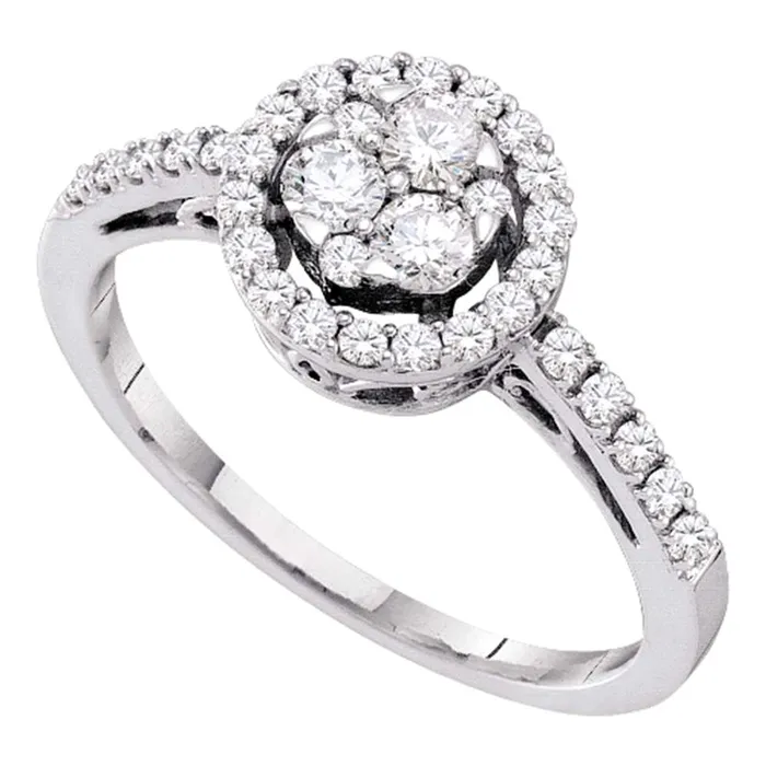 Rings North Arrow Shop 14kt white gold womens round diamond slender flower cluster halo ring 12 cttw53066 Rings North Arrow Shop 14kt white gold womens round diamond slender flower cluster halo ring 12 cttw53066
