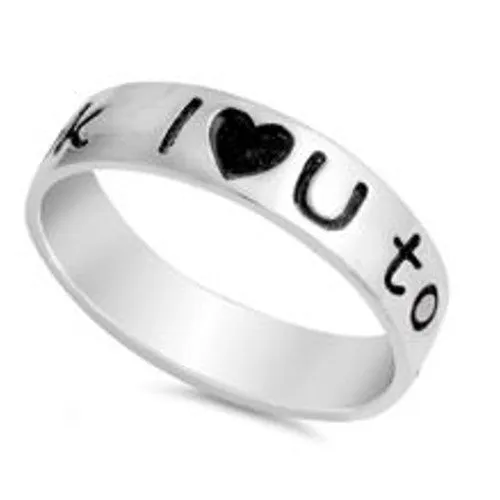 Rings North Arrow Shop I Love You To The Moon and Back Sterling Silver Ring with Heart Rings North Arrow Shop I Love You To The Moon and Back Sterling Silver Ring with Heart