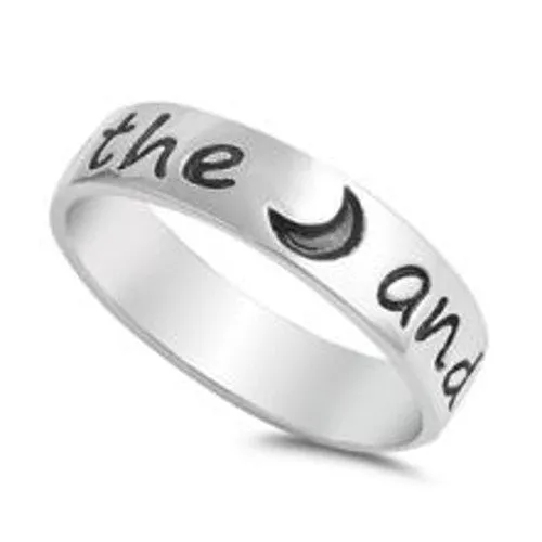 Rings North Arrow Shop I Love You To The Moon and Back Sterling Silver Ring with Heart Rings North Arrow Shop I Love You To The Moon and Back Sterling Silver Ring with Heart