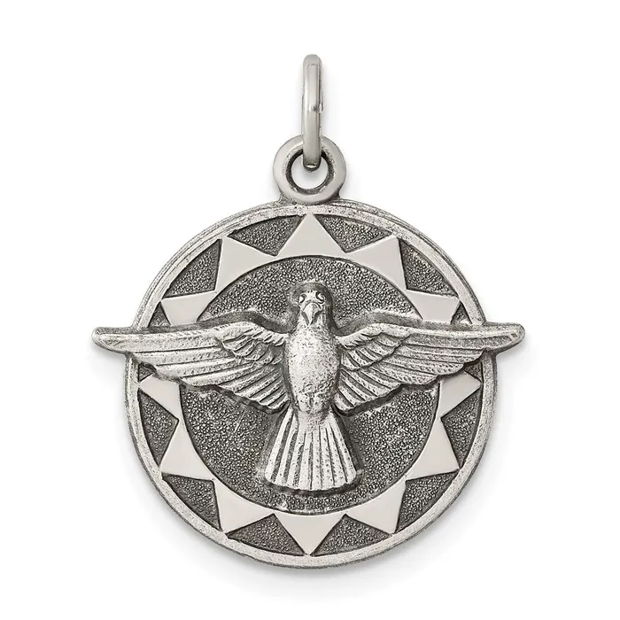 Rings Sterling Silver Antiqued Holy Spirit Medal TreasureFineJewelers