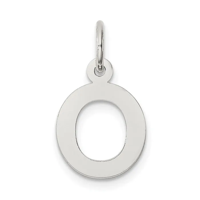 Rings Sterling Silver Rhodiumplated Block Letter O Initial Charm TreasureFineJewelers