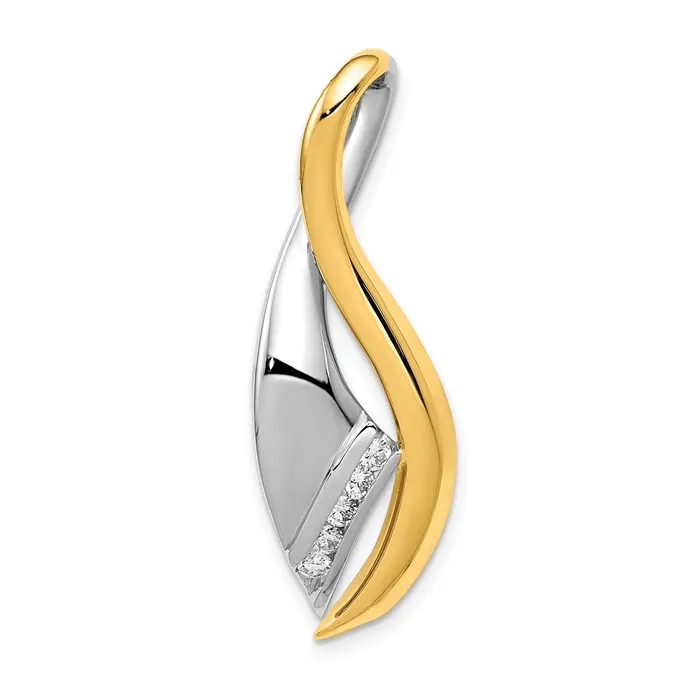 Rings TreasureFineJewelers 14k TwoTone VS Diamond Twisted Ribbon Slide
